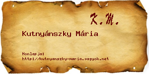 Kutnyánszky Mária névjegykártya