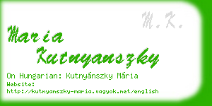 maria kutnyanszky business card