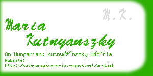 maria kutnyanszky business card